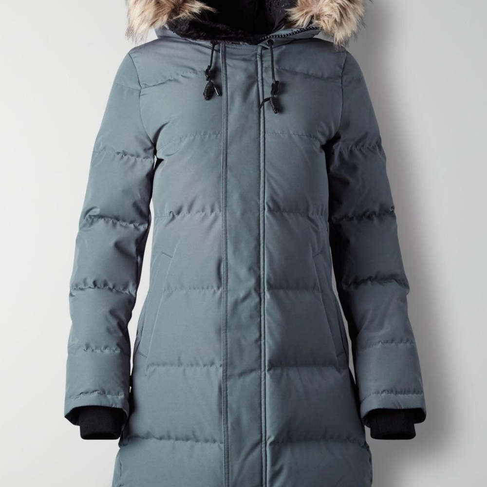 Aritzia TNA Powder Parka Dove Grey Small Mid Length